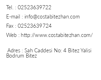 Costa Bitezhan Hotel iletiim bilgileri